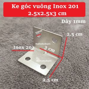 Ke góc vuông INOX chữ L bản rộng 3 cm ( 2.5x2.5x3 cm )