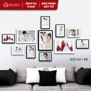Khung tranh treo tường Decor Phòng ngủ 11 tấm khung ảnh mặt kính DECOFU M11- bảo hành gãy vỡ Miễn phí in ảnh