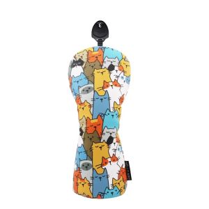 BLACKON Cartoon Animal Golf Club Head Cover Graffiti Cat Pattern PU Leather Golf Club Protector Outdoor Sports Iron Pole Golf Wood Headcover Driver Fairway