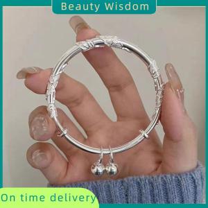Beauty Wisdom Chinese Style Floral Butterfly Push Pull Adjustable Bangle Heart Shaped Bamboo Link Flower Bud Opening Bracelet Fashion Jewelry