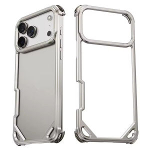 Shockproof Matte Metal Frameless Phone Bumper for iPhone 17 Pro Max Air 16 15 Ultra-thin Frame Case