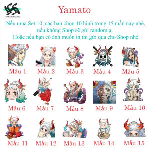 One Piece - Set 10/15 Sticker Yamato anime/manga One piece dán trang trí laptop điện thoại siêu đẹp chống nước chống xước