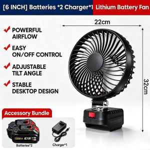 Rechargeable Desk Fan Portable Stand Fan Lithium-Ion High Power Desktop Adjustable 8 Long Battery Life