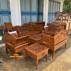 Kursi tamu kartini kayu jati/ kursi tamu ukir Jepara murah