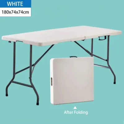 JYHOME Folding Table 4FT（122cm）Heavy Duty Folding Half Table Portable Outdoor Table Long Table Dining Table