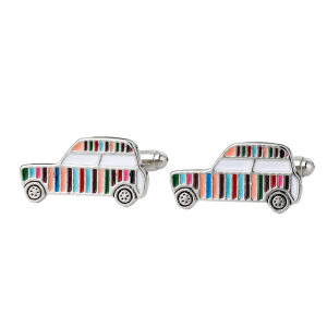 1Pair Classic Personalized Colorful Striped Design Cufflinks Car Square Oval Multi Style French Cuff Links Suit Accessories