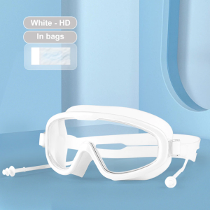 Swimming Glasses with Earplugs/Diving Mask Eye Protection For Adults/Large Frame Swim Goggles Waterproof Anti-Fog Clear View