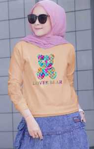 COOLS - ( BISA COD ) BAJU ATASAN LOVER BEAR GIRL LENGAN PANJANG TERBARU-BAJU CEWEK KEREN MASA KINIKAOS DISTRO WANITA TRENDY TERLARIS