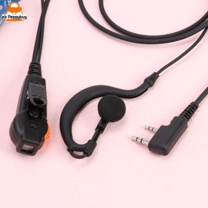 2 Pin Walkie Talkie Headset Earphones Dual PTT PU Wired Walkie Talkie Earwear G Type with Microphone for Kenwood Baofeng 888S TYT