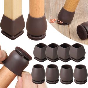 RBJ4 With Thick Wrap Felt Pads Chair Foot Cover Non-slip Reduce Noise Diagonal Leg Protectors Cap 8PCS Round/Square Chair Leg Floor Protector Furniture Table Feet