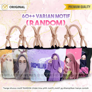 [20+ MOTIF] Tas Totebag Canvas Tali Sumbu Wanita Terbaru 2025 Remaja Tas Sekolah Mengaji Printing Karakter Hijab Islami Muslimah