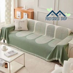 Preferred Shop Chenille Sofa Cover with Patterned Design for Multiple Uses Including Throw Blanket Shawl and Travel Blanket.