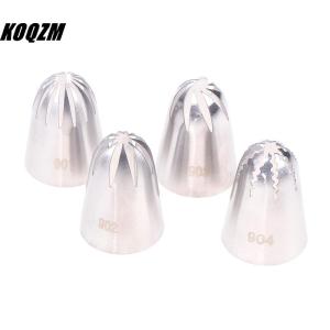 KOQZM 901 902 903 904 Stainless Steel Large Size Close Star Piping Nozzle Cream Icing Tips Cake Fondant Kitchen Baking Tool