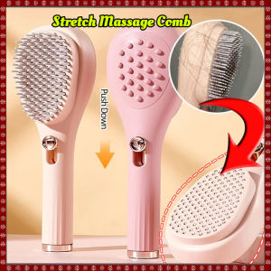 【NEW Bigger】Cleaning Hair Comb Scalp Massage Brush Anti-Static Retractable Hair Comb Women Sikat Rambut Sisir 伸缩按摩梳Stretch Massage Comb – Scalp Cleaning Non-Damaging Hair Anti-Static Suitable For Home Use