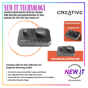 CREATIVE Sound Blaster G8 – Hi-Res Gaming USB DAC with dual USB audio mixing Dolby Digital Acoustic Engine 10-band equalizer HDMI ARC RCA in/-out Optical in/-out Mic-in Headset-in for Gamers