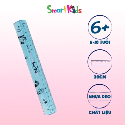 Thước kẻ dẻo 20 cm trong suốt nhiều màu dành cho học sinh đi học tiểu học trung học cấp 1 cấp 2 cấp 3 Smartkids SK-RL1007