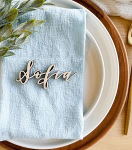 Custom Wedding Guest Names Wooden Place Card