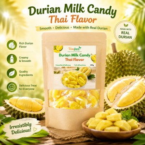 DURIAN MILK CANDY THAI FLAVOR No Sugar Added Creamy Durian Candy Healthy Fruit Candy 250g Vinafood
