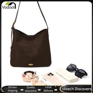 【Vodool】 Women Girls PU Leather Solid Color Shoulder Bag with Adjustable Strap Large Capacity Shoulder Bag for Outing Commuting