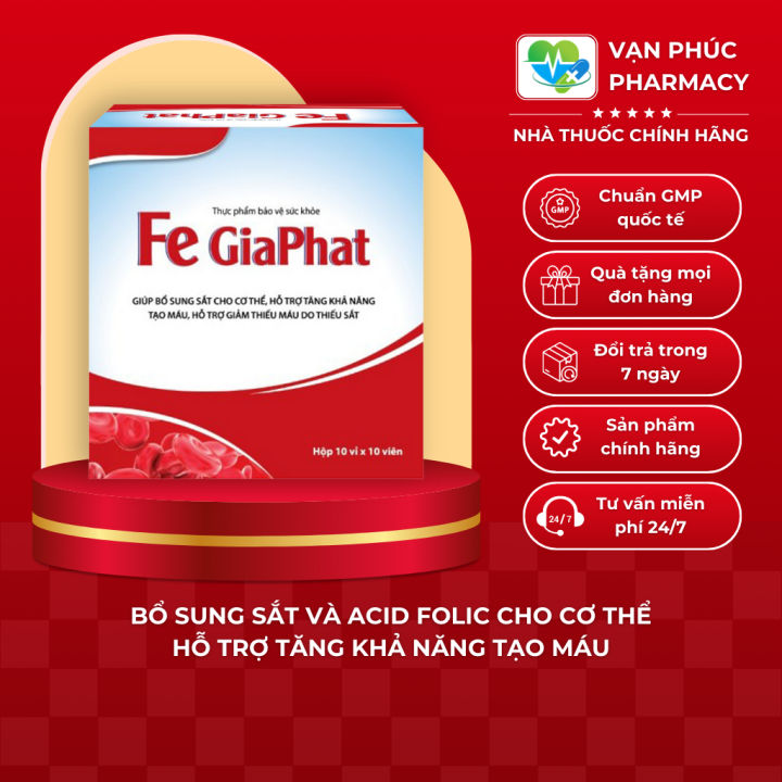 Viên Bổ Sung Sắt Hữu Cơ, Hỗ Trợ Tạo Máu, Giúp Bổ Máu, Giảm Tình Trạng Thiếu Máu, Giúp Tái Tạo Hồng Cầu Fe Gia Phát