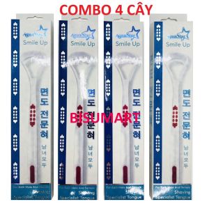 Combo 4 Cây Cạo lưỡi AquaStar dụng cụ vệ sinh miệng Công nghệ Hàn Quốc