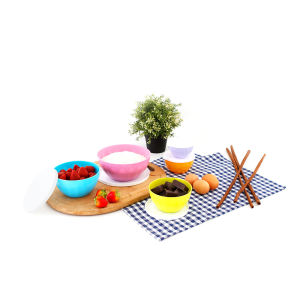Mangkuk Plastik Tempat Penyimpanan Makanan di Kulkas Mixing Bowl 5 Pcs Complete Set With Cover BFA FREE