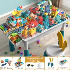 DIY Toy Educational Toys Building 222pcs Block Table And Chair Set With Storage