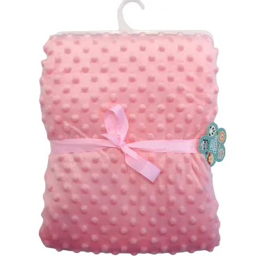 Baby Blanket 70x110 cm Mink Dotted Color Pink Blue or Cream Baby Soft Minky Dot Blanket Pressure foam Blanket Warm Fleece Stroller Cover Quilt Swaddle