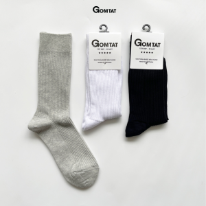 Combo 10 đôi Tất Nam Cổ Cao 25cm GOMTAT Gân Chìm Chất Liệu Cotton Cao Cấp Êm Mềm Đi Thoáng - FIVE-TAY10-CAO-CB10