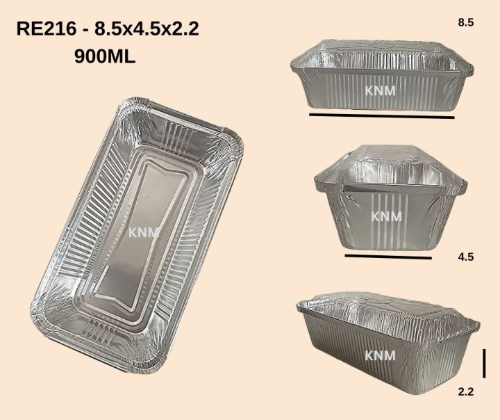 RE216 (900ml) Aluminum Foil Tray with Lid x x (Large LOAF  PAN) 10pcs, 20pcs, 30pcs, 40pcs and 50pcs