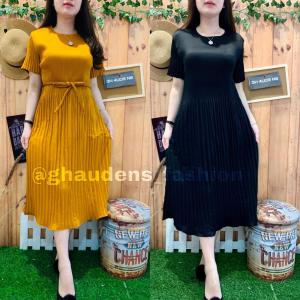 MIDI DRESS PLAIN MINI PLISKET 1289/1302/1334 MIDI DRESS DRESS wanita terbaru 2020 kekinian DRESS WANITA TERBARU