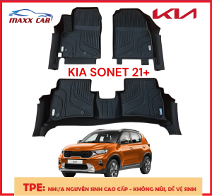 SONET  21+ Thảm lót sàn MAXXCAR nhựa TPE NGUYÊN SINH  đúc 5D tràn viền cho xe KIA SONET 2021+.