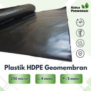 Plastik HDPE geomembran 200 micron 4 x 5 meter untuk kolam / tambak