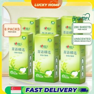 【Lucky Home】 【6Packs/Box】心相印Hearttex Wall Hanging Facial Tissue 280 Sheets 4-Ply Unscented Bathroom Kitchen Paper