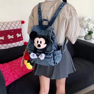Cute backpack airport bag vintage washed denim backpack large-capacity casual travel bag womens backpack
