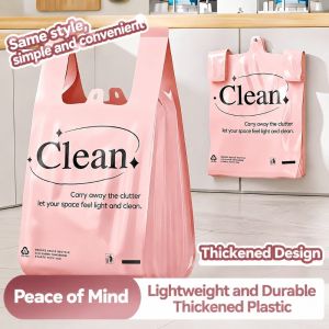 OUREAL 50Pcs Màu hồng. Túi đựng rác in hình Rút-Xé Đã được làm dày Túi đựng rác Túi Vest Nhà bếp