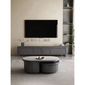 Coffee Table Slate Tea Table Retractable Large Small Round Living Room Household Oval