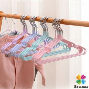 อย่างดี สีพาสเทล Set 5 ชิ้น ขนาด 40.4*19.4 ซม. ไม้แขวนเสื้อหุ้มซิลิโคน Silicone Coated Cloths Hanger 5pcs&10pcs for 1set