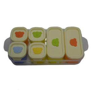Space Saving Baby Ice cubes Tray 4 Cell Silicone Freezer Container With Safe Design Nonslip Base For Puree Storage