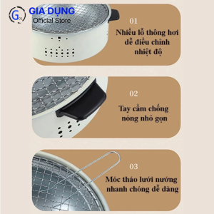 Bếp nướng than hoa tròn không khói ngoài trời gấp gọn G01 bếp nướng mini có chân phụ nhỏ gọn bếp nướng picnic cắm trại