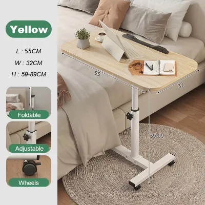 Adjustable Bedside Laptop Table Sofa Side Table With Wheels Lifting Table Portable Movable Computer Table