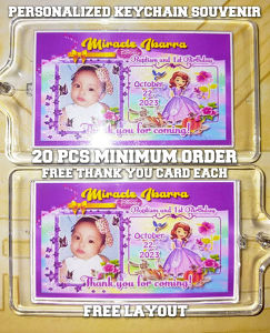 SOFIA Personalized Keychain Souvenir Giveaways (FreeLayout) party set birthday christening baptism baby kids girls