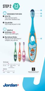 Jordan Combo 2 Bàn chải đánh răng trẻ em lông tơ mềm bước 2 cho bé 3-5 tuổi