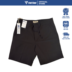 VIỆT TIẾN - quần short đen có dây rút siêu nhẹ vải dù co giãn form regular Viettien Smart Casual