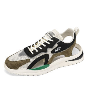 รองเท้าชายสไตล์หนังหนาแบบสปอร์ตใหม่สำหรับฤดูร้อน ทรงลูกเต้า หนังหนา สวมใส่สบาย ระบายอากาศ รองเท้าชายสไตล์ชายหาด