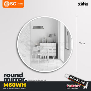 Vater Round Mirror Aluminium Hanging Bathroom Mirror and Aluminium Shelf Nail Free Mirror Decoration Mirror / Shelf Only Ready Stock