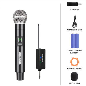 Wireless Microphone Dual Handheld Microphone Rechargeable UHF AA Battery/18650 battery work time 6-8 hours 50M / 164ft  6.35 / 3.5 Adapter For Karaoke Meeting Party Church DJ Wedding Home KTV Set