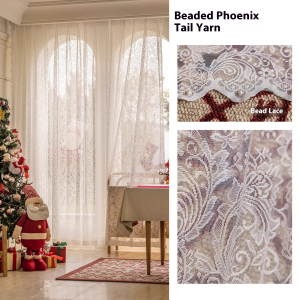 French Beaded Lace Curtain Sale for Windows Bedroom Romantic and Retro Phoenix Tail Sheer Curtains