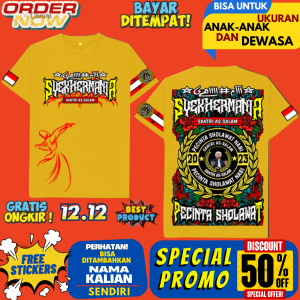 KAOS SYEKHERMANIA(SANTRI AS-SALAM)LENGAN PENDEK ANAK DAN DEWASA"FREE STIKER"