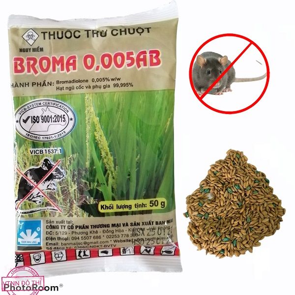 [Sale] 10 gói Chế phẩm diệt chuột dạng thóc trộn sẵn Broma 0005AB gói 50gr tiện lợi an toàn cho người sử dụng